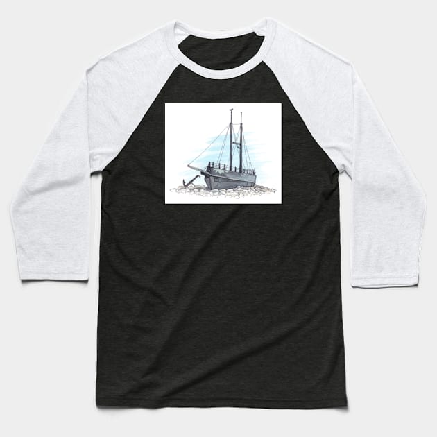 Hokitika Tambo Memorial Ship Baseball T-Shirt by tomnapper